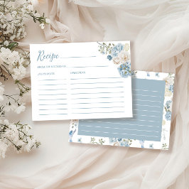 Tarjeta de recetaria Blue Floral Bridal Shower