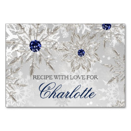 tarjeta de recetaria de ducha de novia con copos d