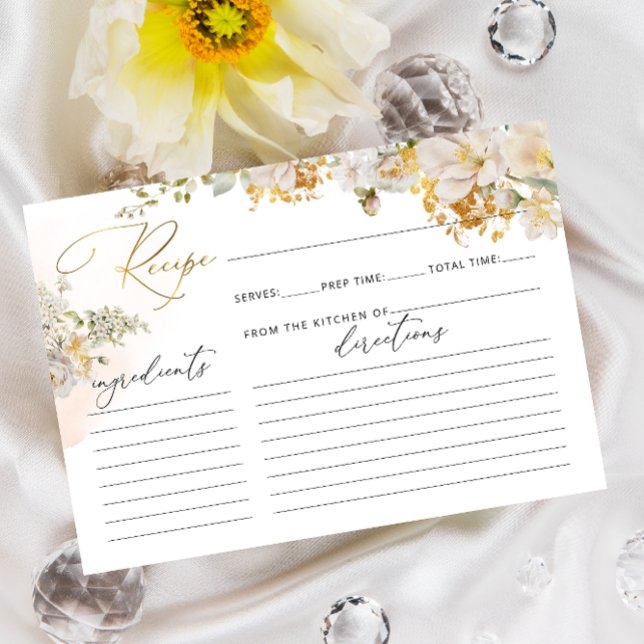 Tarjeta de recetaria de ducha de novia floral acuá (Subido por el creador)