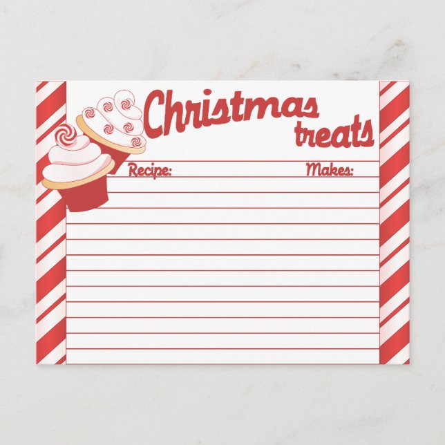 Tarjeta de recetaria de pasteles para navidades po (Anverso)