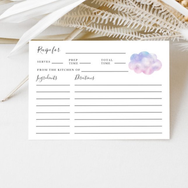 Tarjeta de recetaria Dreamy Cloud Bridal Shower (Subido por el creador)