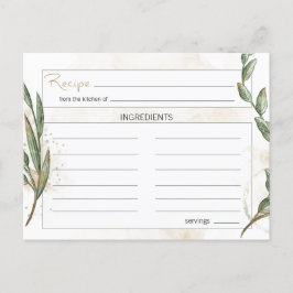 Tarjeta de recetaria Gold Sage Green Floral