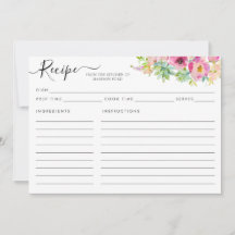 Tarjeta de recetaria moderna de Rubor rosa con sab