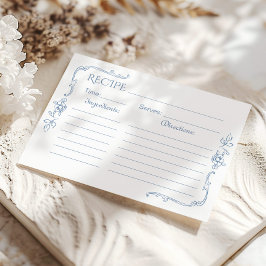 Tarjeta de recetaria nupcial azul con polvo floral