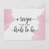Tarjeta de recetaria Rubor Pink Watercolor Bridal