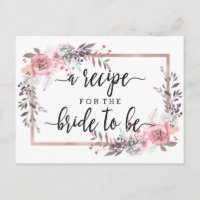 Tarjeta de recetaria Rubor & Rosa Gold Framed Brid
