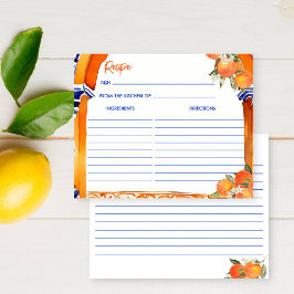 tarjeta de recetario de azulejo azul naranja talav
