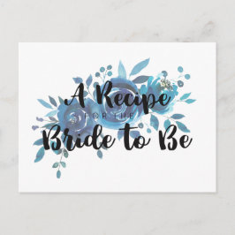 Tarjeta de recetario de ducha de novia Rosa azul