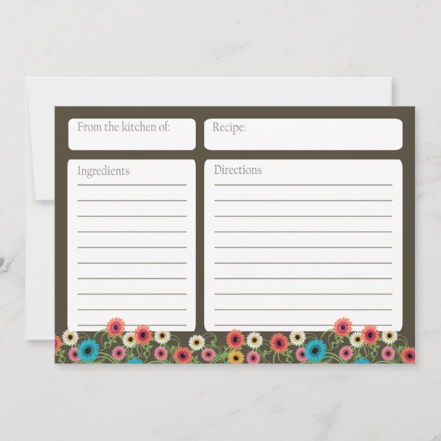Tarjeta de recetario Garden Tea Floral 5x7 (Anverso)