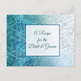 Tarjeta de recetas azul turquesa Mandala boda
