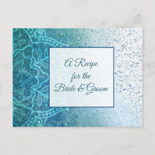Tarjeta de recetas azul turquesa Mandala boda