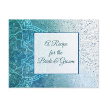 Tarjeta de recetas azul turquesa Mandala boda