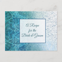 Tarjeta de recetas azul turquesa Mandala boda