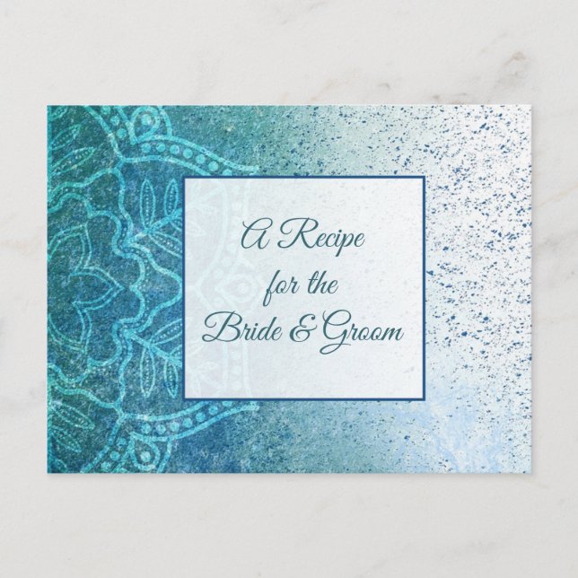 Tarjeta de recetas azul turquesa Mandala boda (Anverso)