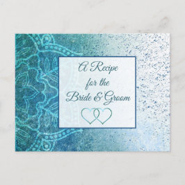 Tarjeta de recetas azul turquesa Mandala boda