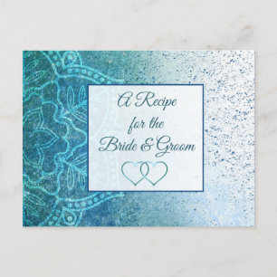 Tarjeta de recetas azul turquesa Mandala boda