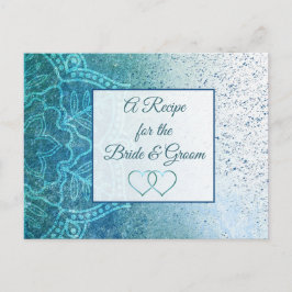 Tarjeta de recetas azul turquesa Mandala boda