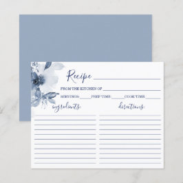 Tarjeta de recetas Blue Floral Bridal Shower