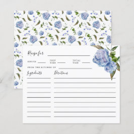 Tarjeta de recetas Blue Floral Bridal Shower