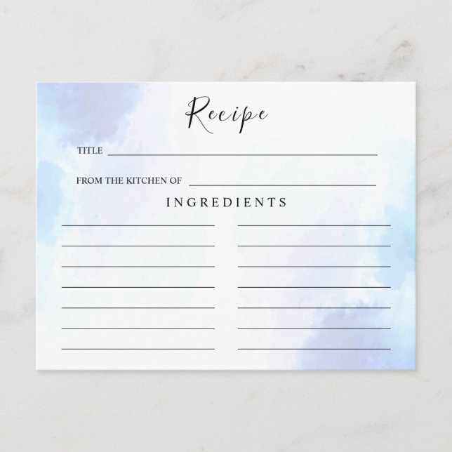 Tarjeta de recetas Blue Light, Beach Wedding (Anverso)