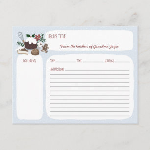 Tarjeta de recetas Blue + White Holiday Baking