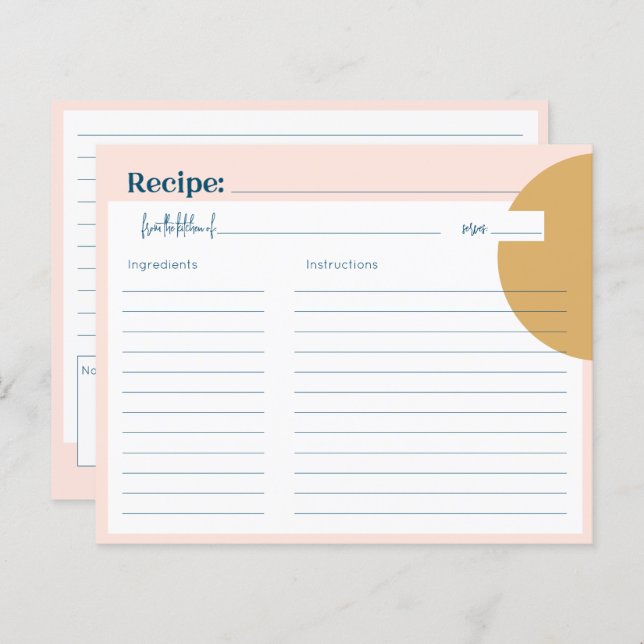 Tarjeta de recetas Boho Rubor & Mustard (Anverso / Reverso)