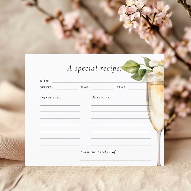 Tarjeta de recetas Brunch & Bubbly Bridal Shower (Subido por el creador)
