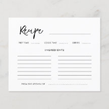 Tarjeta de recetas contemporánea moderna para la d