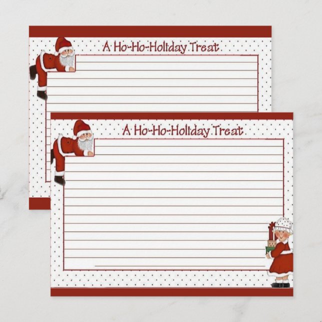 Tarjeta de recetas Cute Santa/Mrs Claus Blank (Anverso / Reverso)