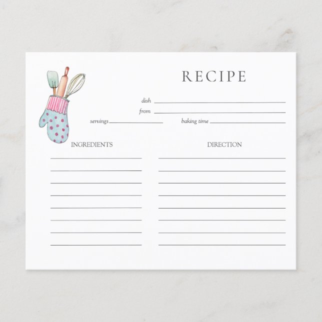 Tarjeta de recetas de acuarela cutánea (Anverso)