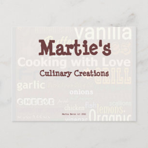 Tarjeta de recetas de arte de palabras para comida