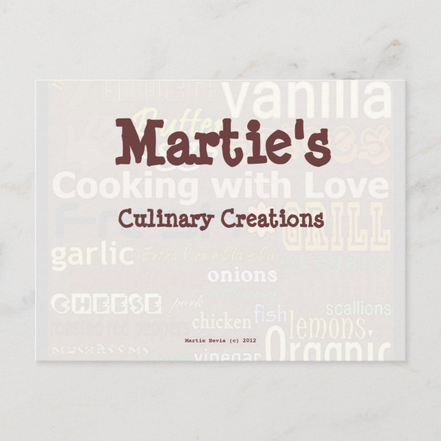 Tarjeta de recetas de arte de palabras para comida (Anverso)