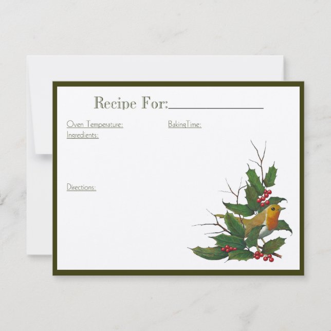 Tarjeta de recetas de arte para Navidades: Robin i (Anverso)