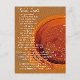 tarjeta de recetas de chili suave