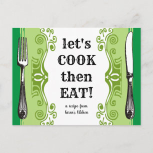 tarjeta de recetas de cocción de vintage silverwar