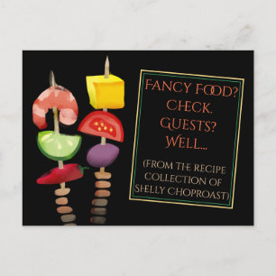 Tarjeta de recetas de cocina fiesta para la cena