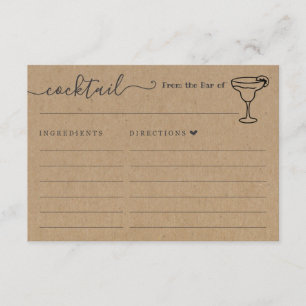 Tarjeta de recetas de cóctel para el bar - Kraft