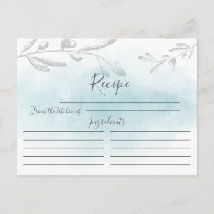 Tarjeta de recetas de color azul moderno