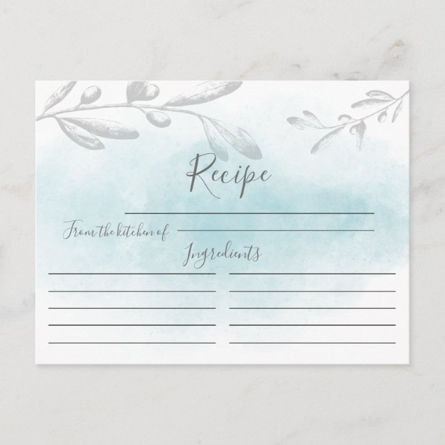 Tarjeta de recetas de color azul moderno (Anverso)