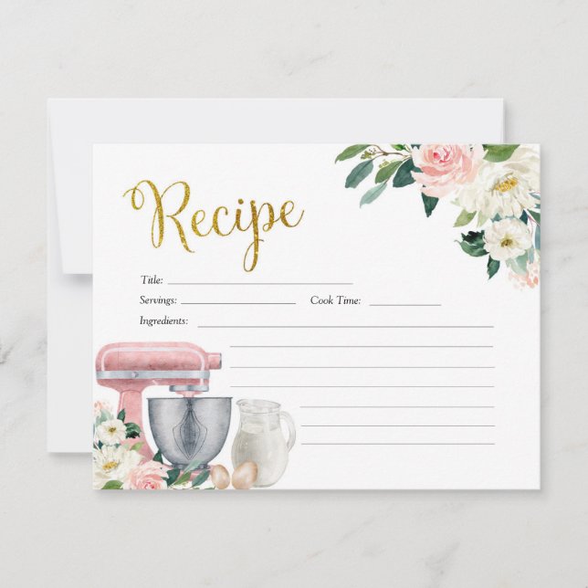 tarjeta de recetas de ducha de novia de cocina (Anverso)