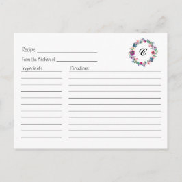 Tarjeta de recetas de flor de guirnalda