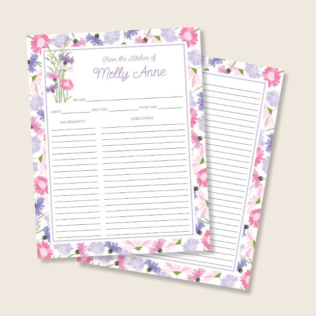 Tarjeta de Recetas de Flores Silvestres Moradas Ro (Subido por el creador)