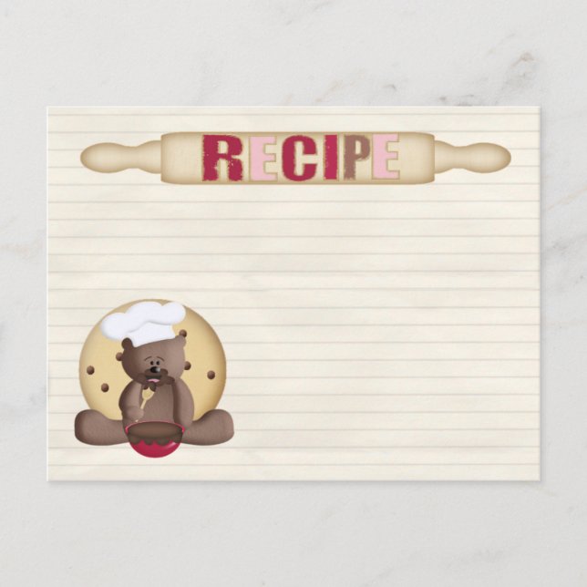 tarjeta de recetas de galletas de teddy (Anverso)