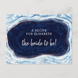 Tarjeta de recetas de Geode Bride Rosa Azul de zaf