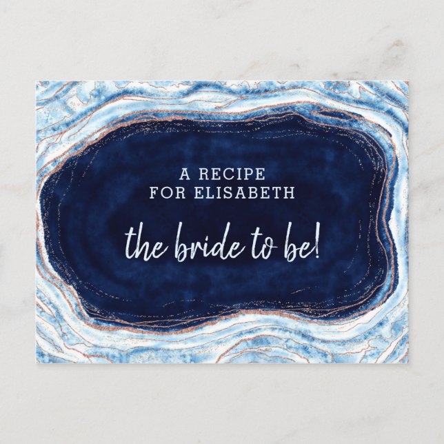 Tarjeta de recetas de Geode Bride Rosa Azul de zaf (Anverso)