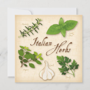 Tarjeta de recetas de hierbas italianas