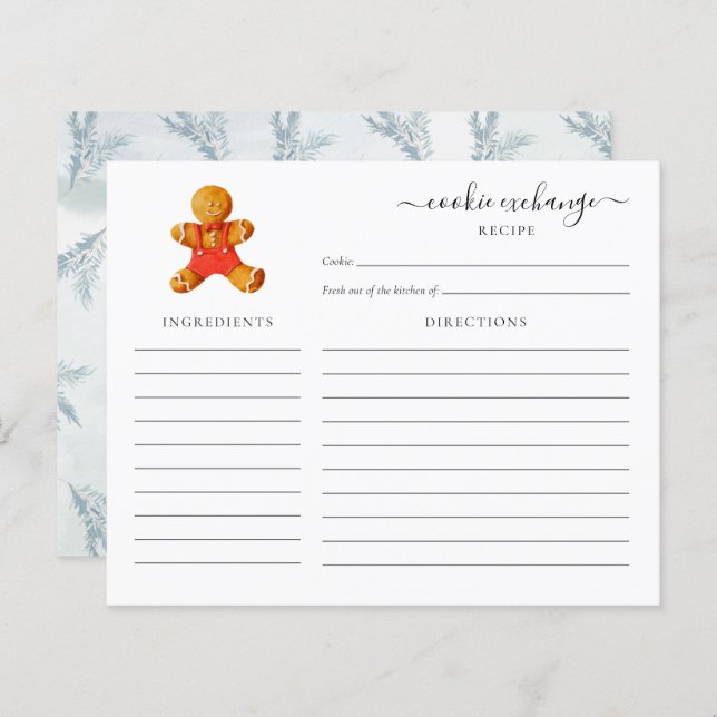 Tarjeta de recetas de intercambio de cookies navid