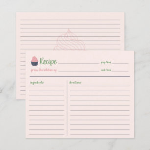 Tarjeta de recetas de la familia Dulce de Pastel