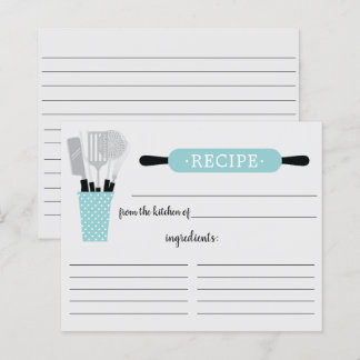 Tarjeta de recetas de las herramientas de cocina d