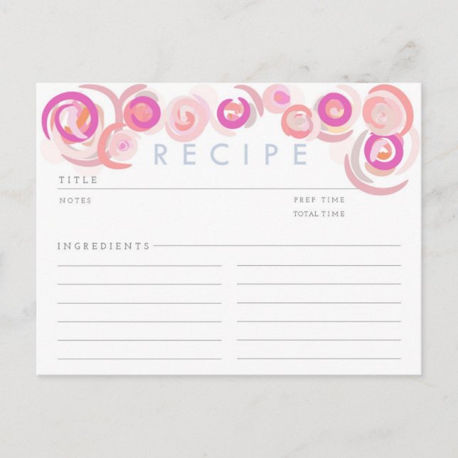 Tarjeta de recetas de puestos rosados (Anverso)